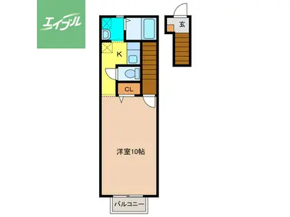 ルミエール鳥栖(1K/2階)の間取り写真