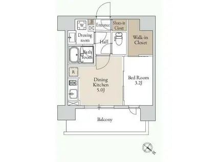 グランカーサ三ノ輪LLL(1DK/12階)の間取り写真