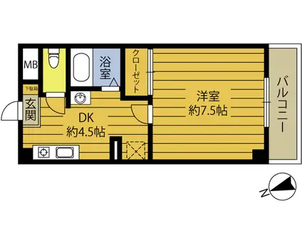 グラシアN(1K/2階)の間取り写真