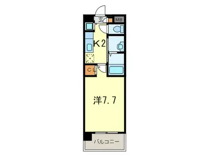 モデラート江上(1K/1階)の間取り写真