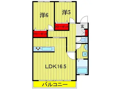 メゾンエムロード(2LDK/1階)の間取り写真