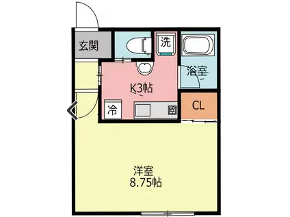 グレイスヒルズ(1K/1階)の間取り写真