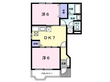 ルフトパルティール(2DK/1階)の間取り写真