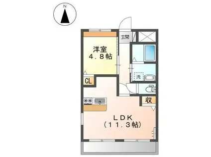 スカイガーデンII(1LDK/1階)の間取り写真