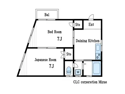 奥田マンション(2DK/2階)の間取り写真