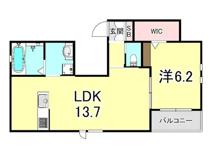 HEBEL MAISON ル・シエル六甲(1LDK/2階)の間取り写真