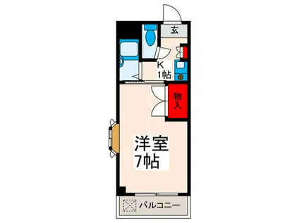 ツゥインコート(1K/2階)の間取り写真