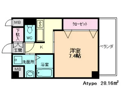 ドルチェヴィータ ファースト(1K/4階)の間取り写真