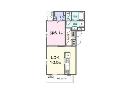 メゾン アイティ クイーン(1LDK/2階)の間取り写真