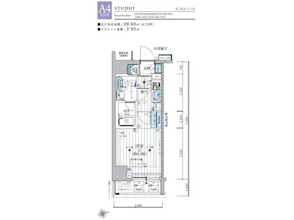メインステージ北千住III(1K/7階)の間取り写真