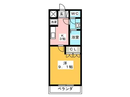 エスポアール(1K/1階)の間取り写真