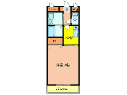 ディマンドハイツG(1K/1階)の間取り写真