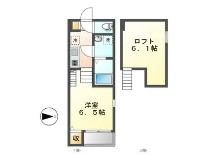 プライム下坂(1K/2階)の間取り写真