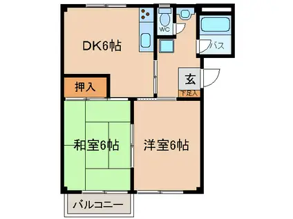 ソシアル8(2DK/2階)の間取り写真