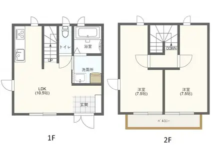メゾネットわぶち(1SDK/1階)の間取り写真