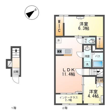 ラルーナA(2LDK/2階)の間取り写真