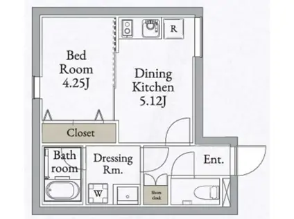 LIVEFLAT高田馬場(1DK/2階)の間取り写真