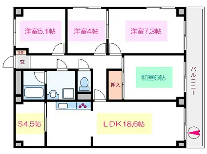 ヴィレッジワン太平(4SLDK/11階)の間取り写真