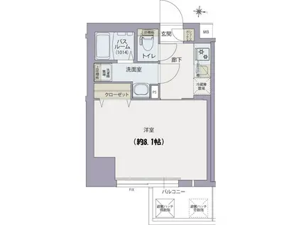 プランドール福島レジデンス(1K/9階)の間取り写真