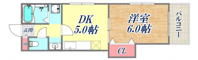 ハイツサンローラン(1DK/3階)の間取り写真