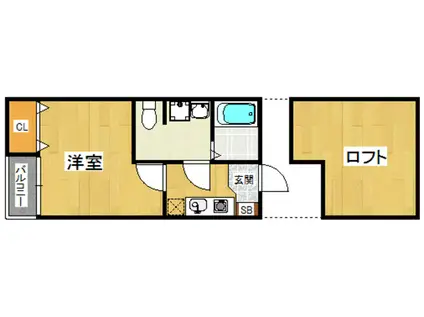 コンフォートベネフィス別府Ⅲ(1K/2階)の間取り写真