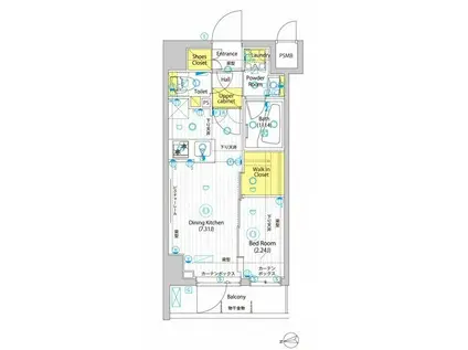 ヴォーガコルテ大森町アジールコート(1DK/5階)の間取り写真