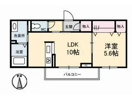 ミラ・グレ一ス上天神(1LDK/1階)の間取り写真