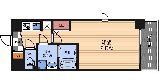 アクロス福島アーバンヒルズ(1K/9階)の間取り写真