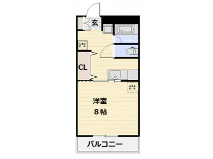 アネックス赤間(1K/2階)の間取り写真