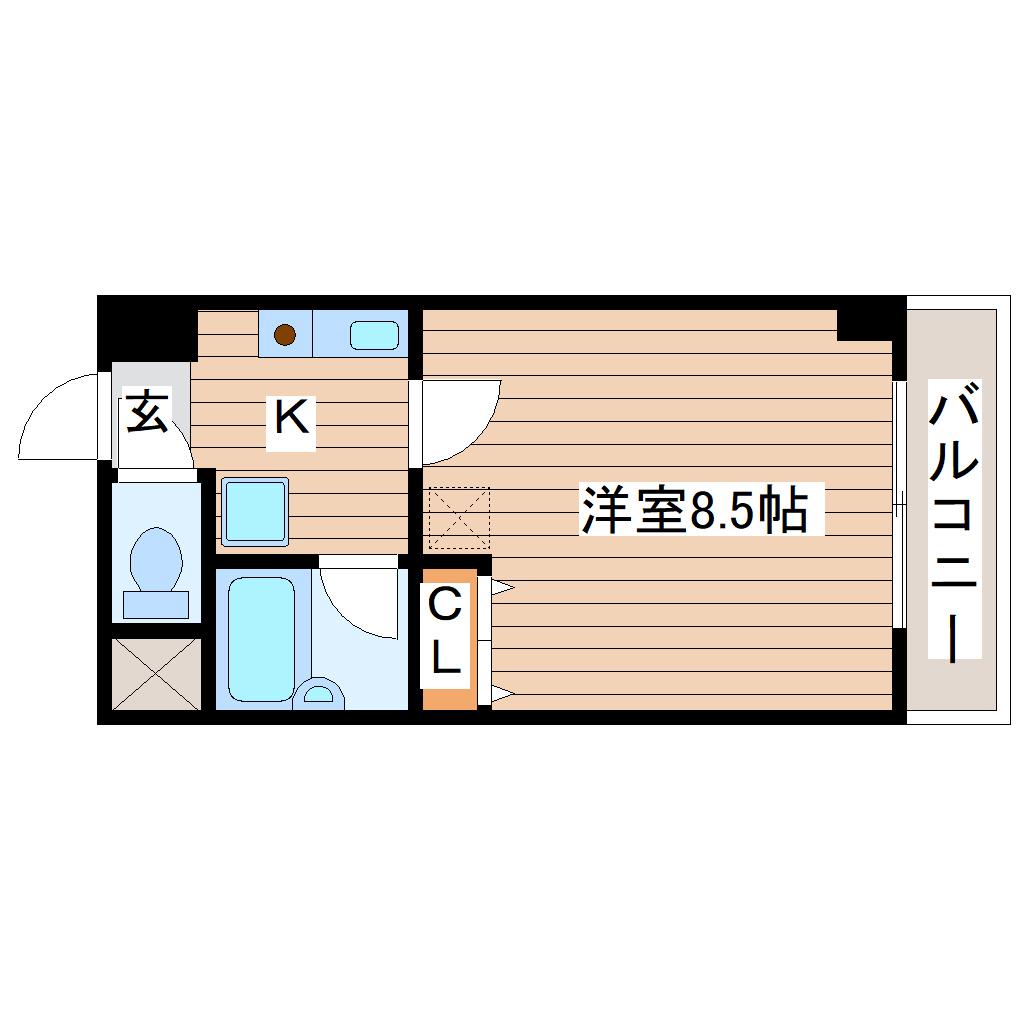 リエス原ノ町(1K/2階)の間取り写真