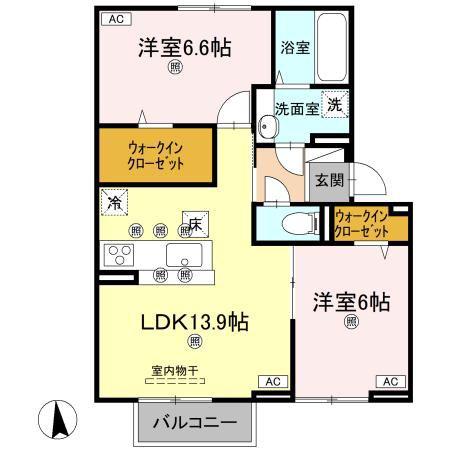 コルコバード(2LDK/1階)の間取り写真