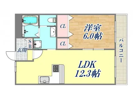 グリーンフォレスト武庫之荘11号館(1LDK/1階)の間取り写真
