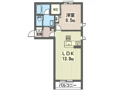 シャンブルII(1LDK/1階)の間取り写真