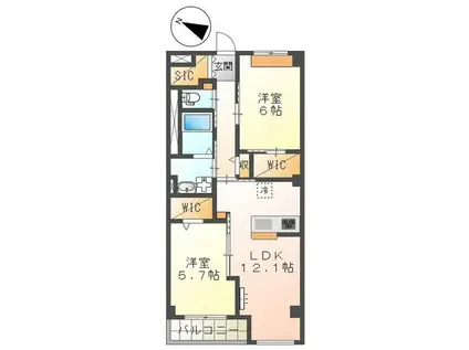 イースト WISTERIAI(2LDK/3階)の間取り写真