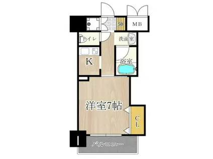 ブリリアン夕陽丘(1K/7階)の間取り写真