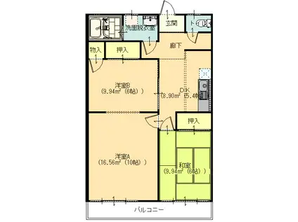 アネックス21西砂原後(3DK/1階)の間取り写真