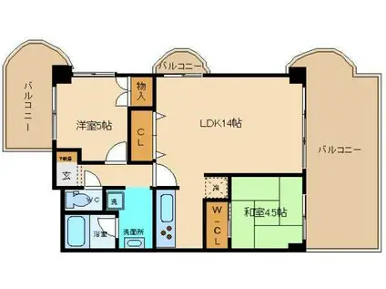 コーポあまの(2LDK/3階)の間取り写真