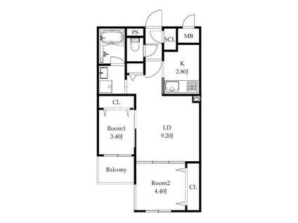 MODERN PALAZZO姪浜II(2LDK/1階)の間取り写真
