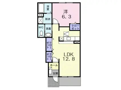 ベーシック スクエアN(1LDK/1階)の間取り写真