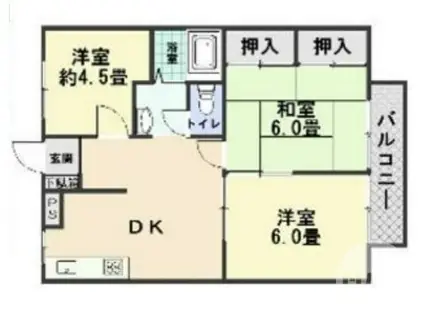 アルベロ福田(3DK/2階)の間取り写真