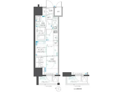 ZOOM本郷(1DK/11階)の間取り写真