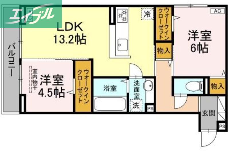 ヴィオルーチェ(2LDK/3階)の間取り写真