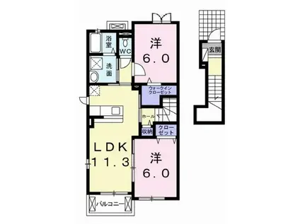 アンフィニ レーヴI(2LDK/2階)の間取り写真