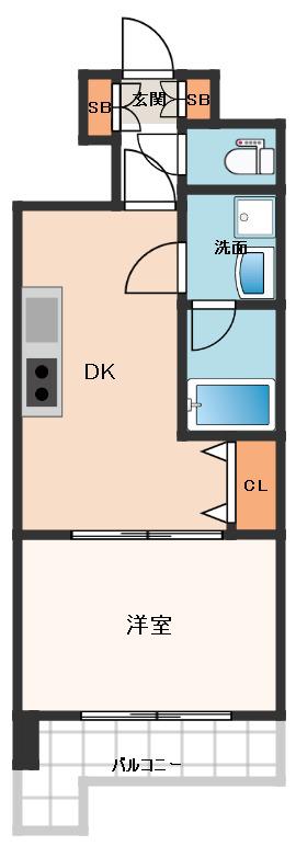 BRAVI南堀江(1DK/6階)の間取り写真