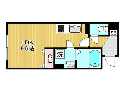 MONREVEII(ワンルーム/1階)の間取り写真