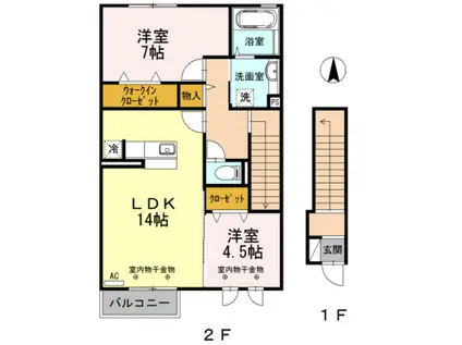 ジュネス向新庄IIB(2LDK/2階)の間取り写真