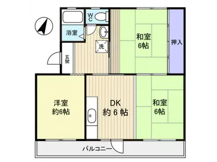 高津団地5街区15棟(3DK/3階)の間取り写真