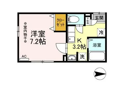 ルグラン・ウィル(1K/2階)の間取り写真