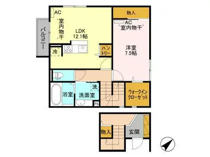 M I ES F L A T (1LDK/2階)の間取り写真