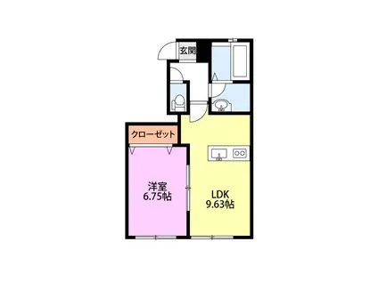 グレース大学前 1階(1LDK/1階)の間取り写真